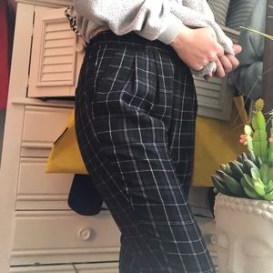 High rise plaid pants